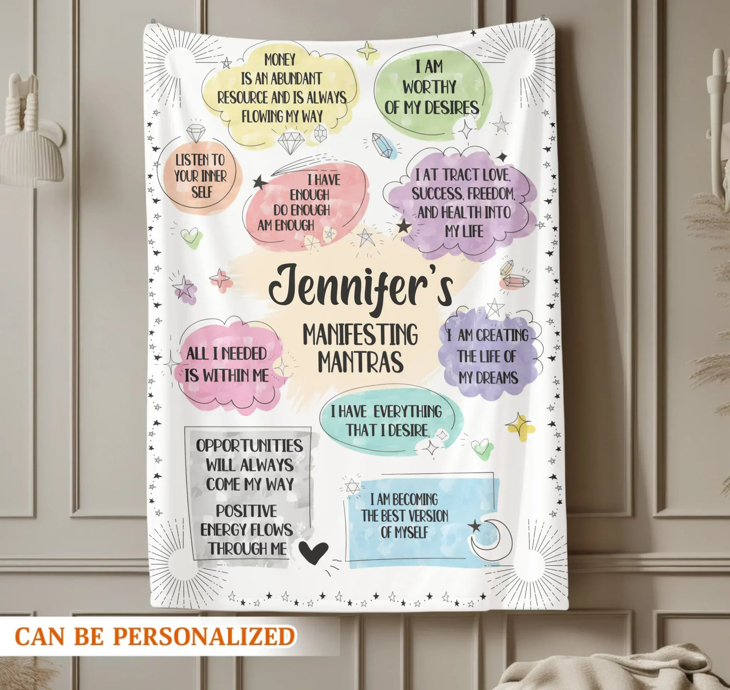 Manifesting Mantras - Personalized Name Law Of Attraction Custom Blanket