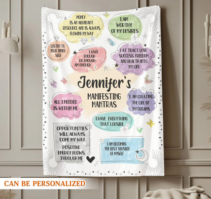 Manifesting Mantras - Personalized Name Law Of Attraction Custom Blanket