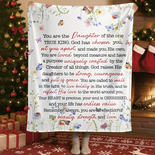 Blanket Custom KNT / White / 30x40in / 76x101cm Daughter Of The King Christian Faith - Personalized Name Blanket