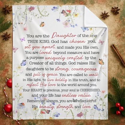 Daughter Of The King Christian Faith - Personalized Name Blanket