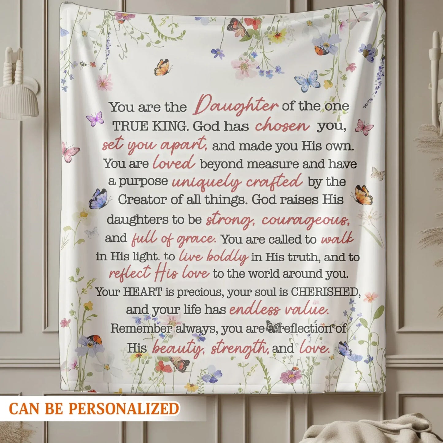 Daughter Of The King Christian Faith - Personalized Name Blanket