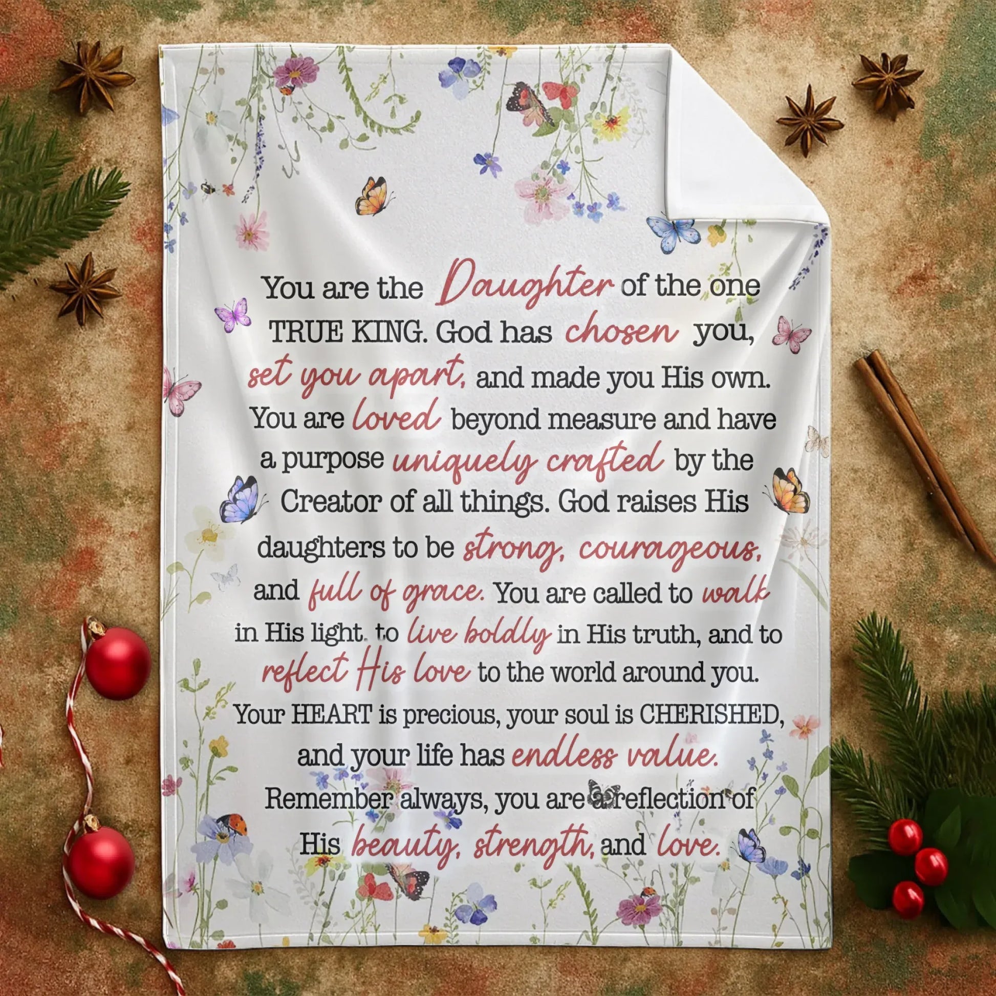 Daughter Of The King Christian Faith - Personalized Name Blanket