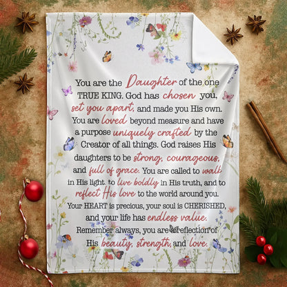 Daughter Of The King Christian Faith - Personalized Name Blanket