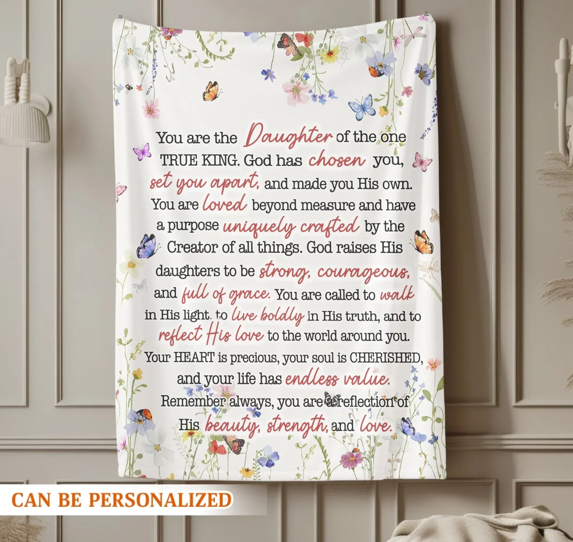 Daughter Of The King Christian Faith - Personalized Name Blanket