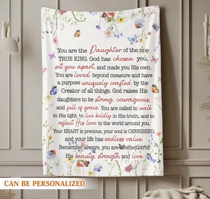 Daughter Of The King Christian Faith - Personalized Name Blanket