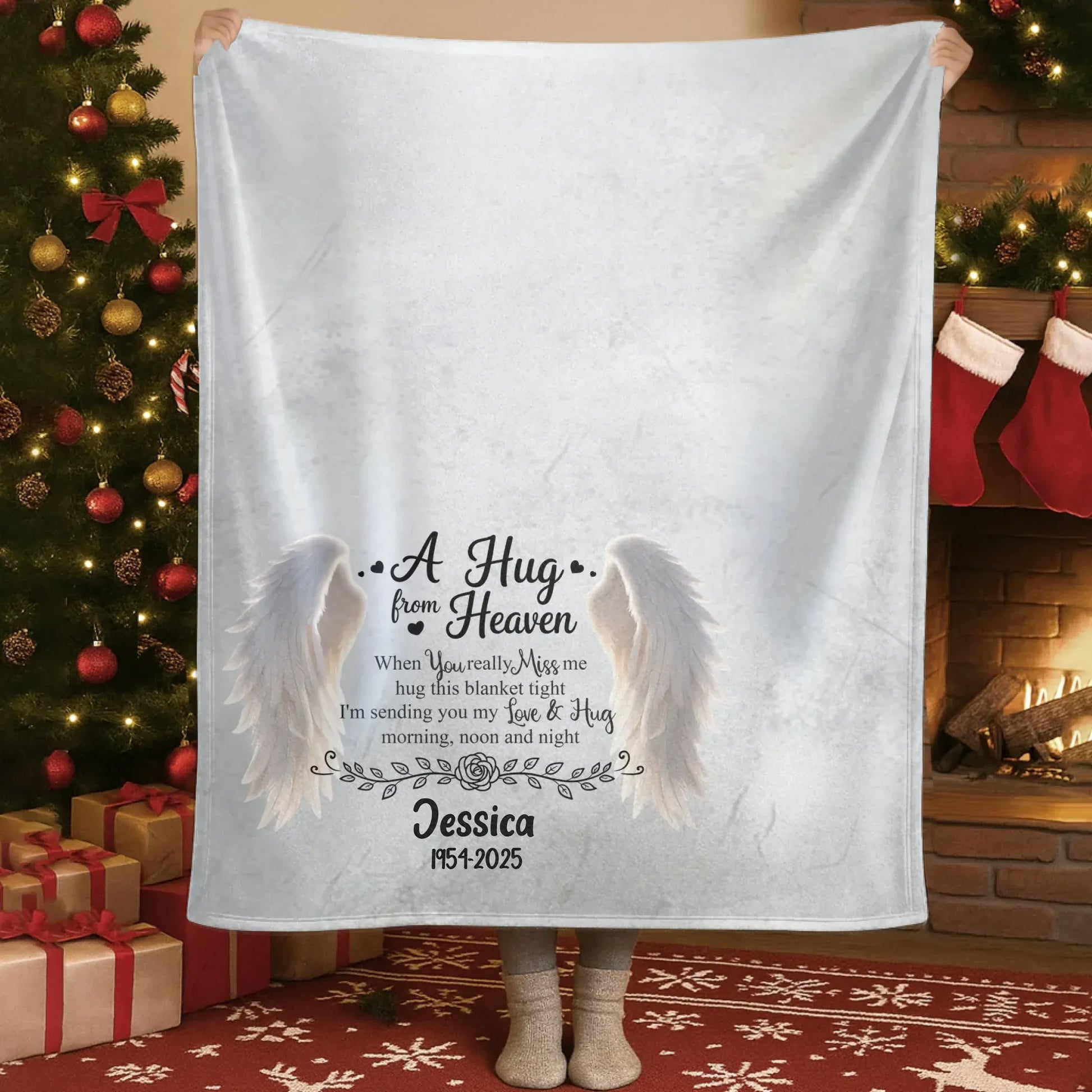 Blanket Custom KNT / White / 30x40in / 76x101cm A Hug From Heaven Sympathy - Personalized Blanket