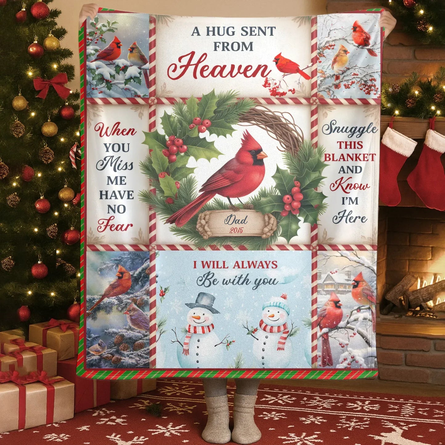 Blanket Custom KNT / White / 30x40in / 76x101cm A Hug Sent From Heaven Cardinal Memorial Personalized Blanket