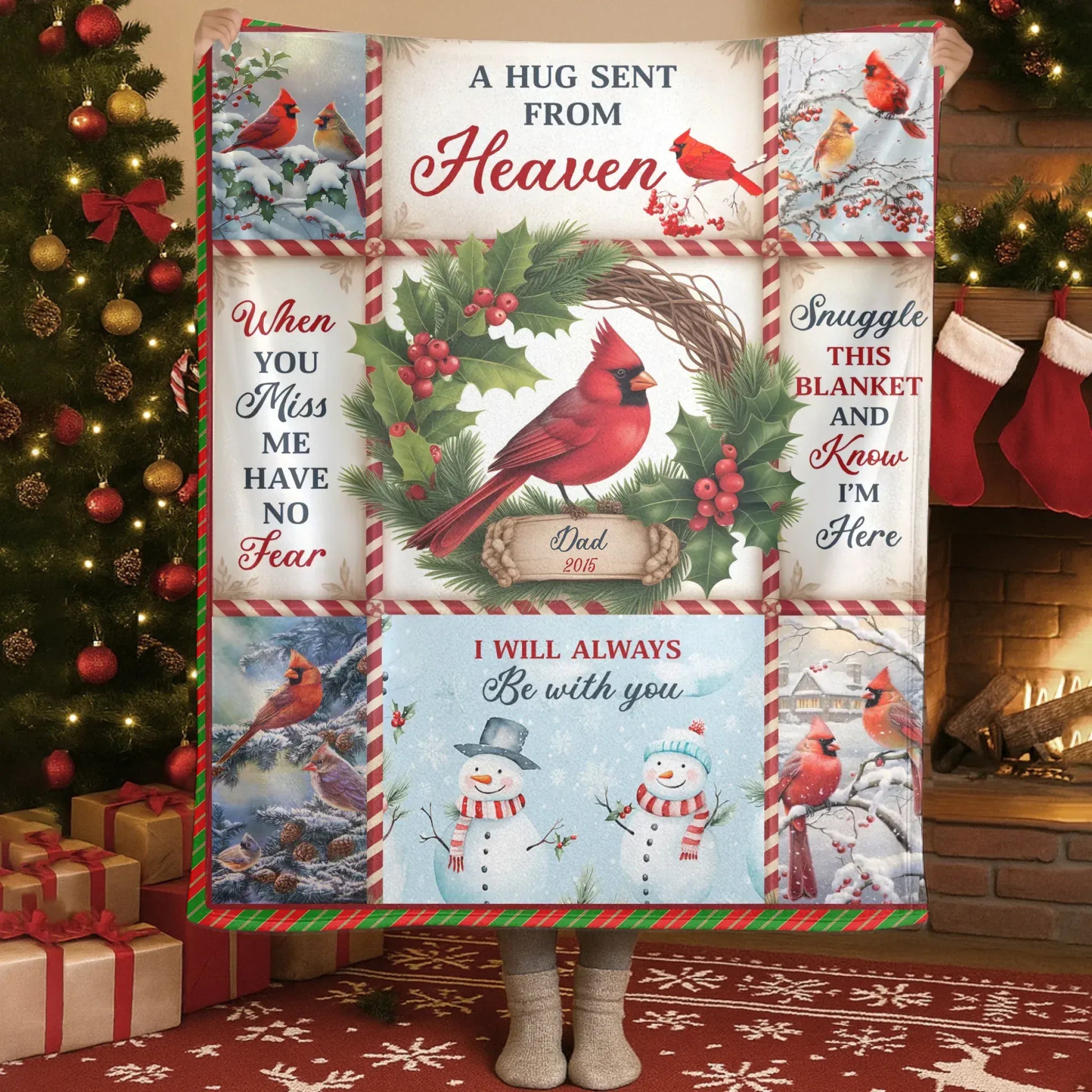 Blanket Custom KNT / White / 30x40in / 76x101cm A Hug Sent From Heaven Cardinal Memorial Personalized Blanket