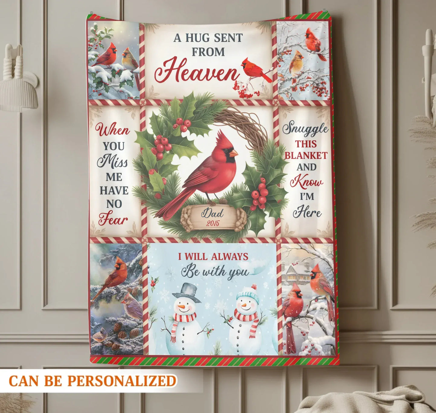 A Hug Sent From Heaven Cardinal Memorial Personalized Blanket