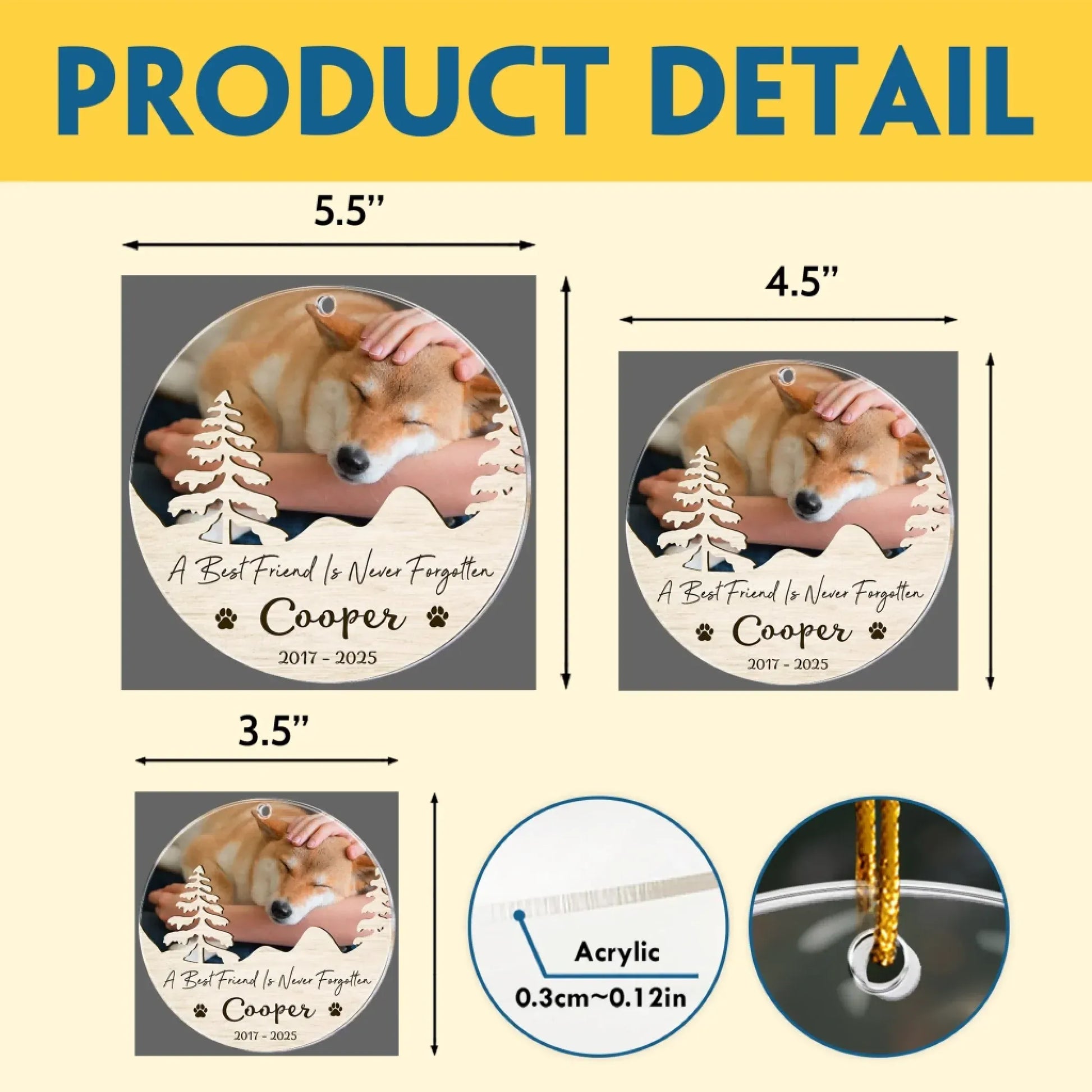 A Best Friend Is Never Forgotten - Pet Sympathy Gift - Personalized Dog Acrylic Photo Ornament