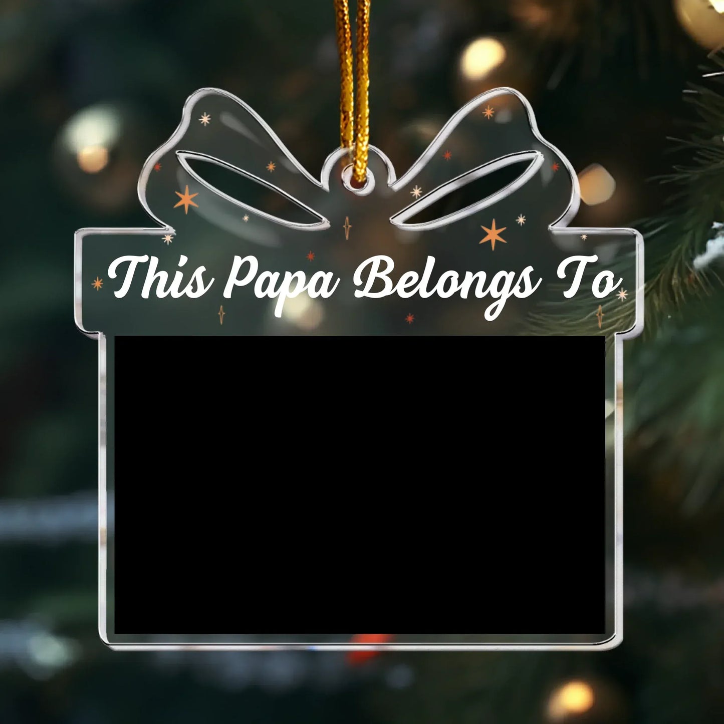 Ornament Acrylic / Glass / 3.5in / 8.9cm This Papa Belongs To - Personalized Acrylic Photo Ornament