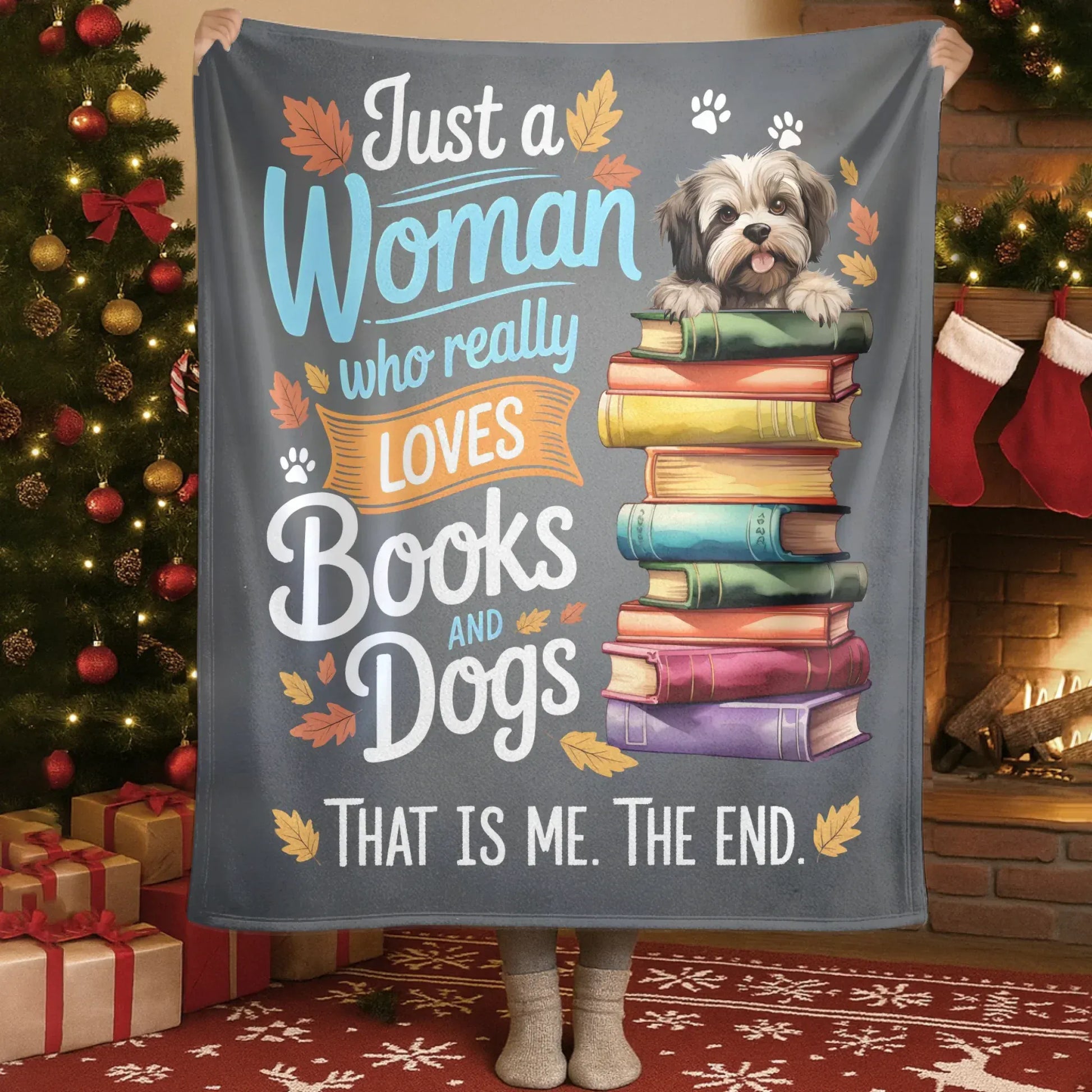 Blanket Custom KNT / White / 30x40in / 76x101cm That Is Me The End. - Personalized Dog And Book Lover Custom Blanket