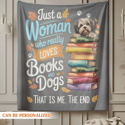 That Is Me The End. - Personalized Dog And Book Lover Custom Blanket