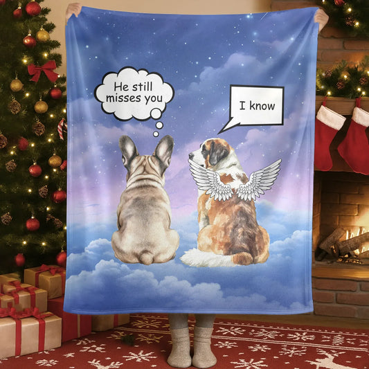 Blanket Custom KNT / White / 30x40in / 76x101cm He Still Misses You - Personalized Dog Memorial Custom Blanket