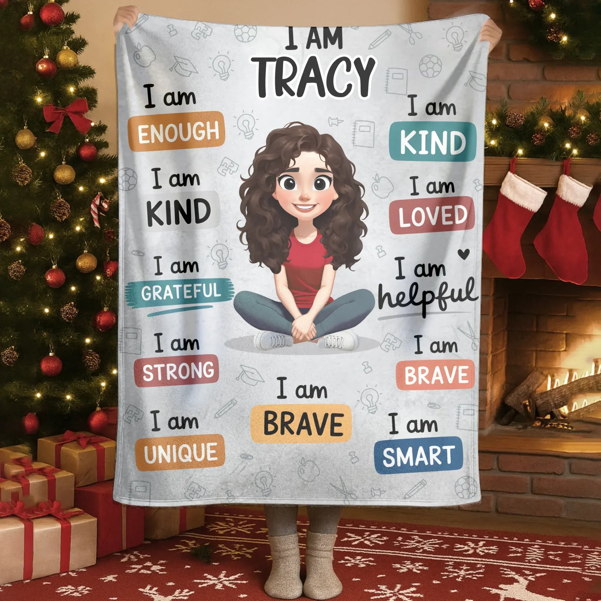 Girl Affirmation Quotes - Personalized Girl Power Custom Motivation Blanket