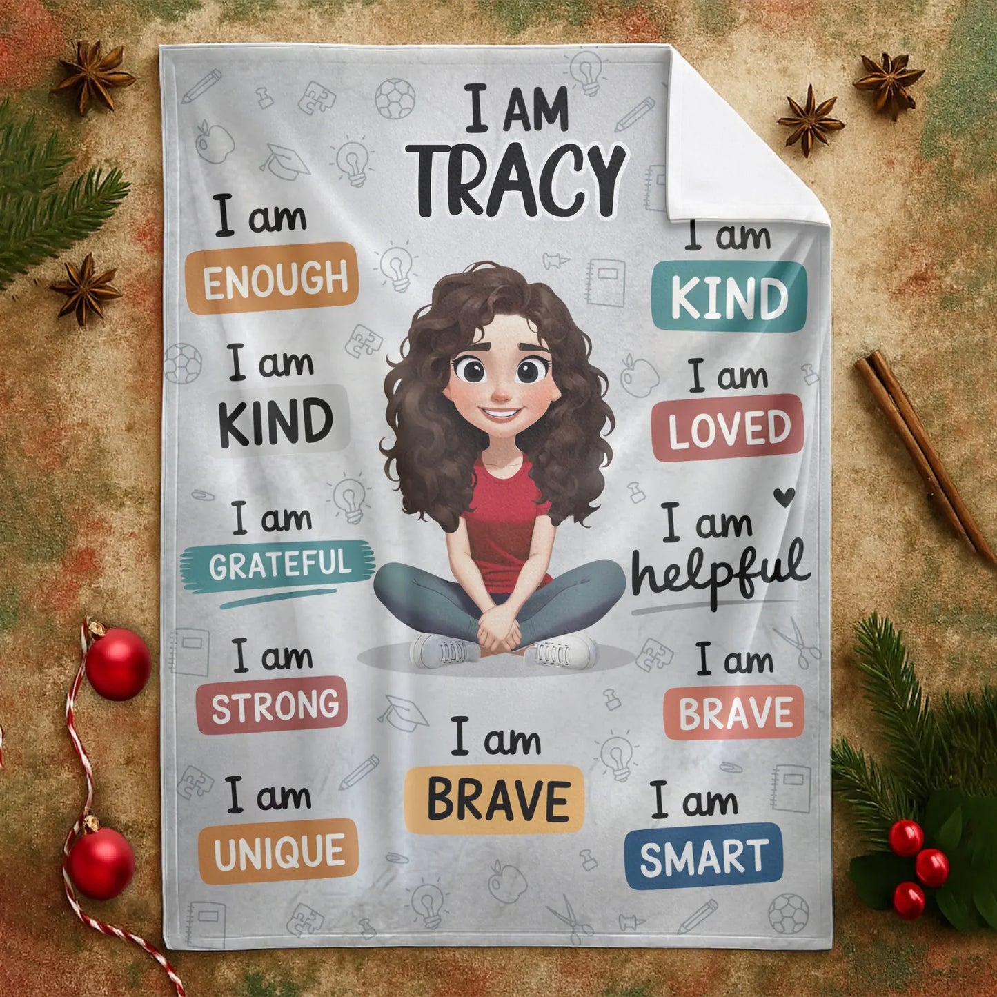 Girl Affirmation Quotes - Personalized Girl Power Custom Motivation Blanket