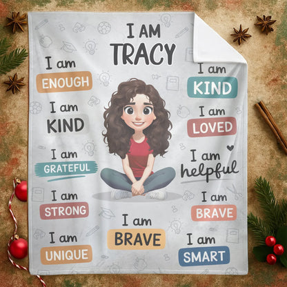 Girl Affirmation Quotes - Personalized Girl Power Custom Motivation Blanket