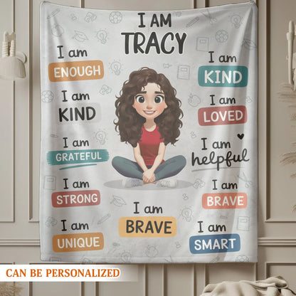 Girl Affirmation Quotes - Personalized Girl Power Custom Motivation Blanket