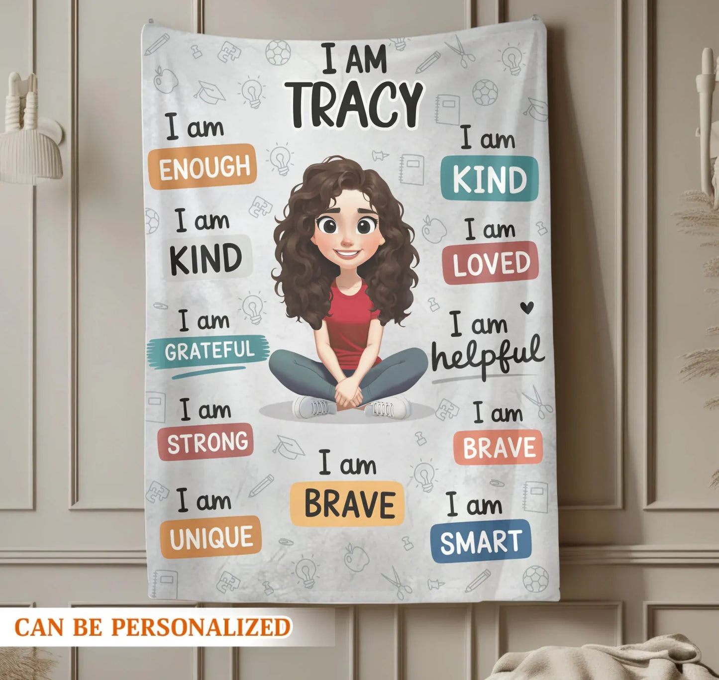 Girl Affirmation Quotes - Personalized Girl Power Custom Motivation Blanket
