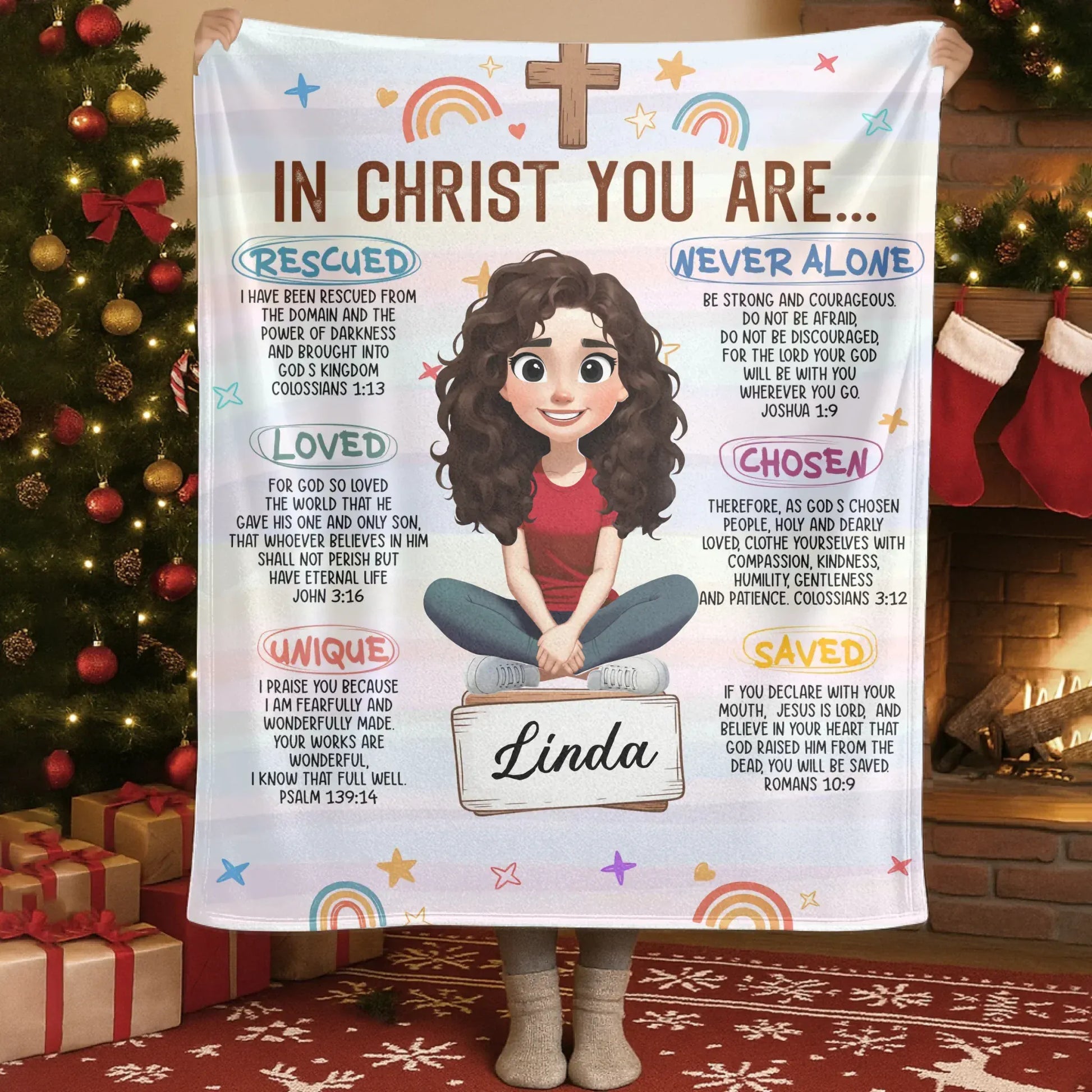 Blanket Custom KNT / White / 30x40in / 76x101cm In Christ You Are - Personalized Bible Verse Affirmation Custom Blanket