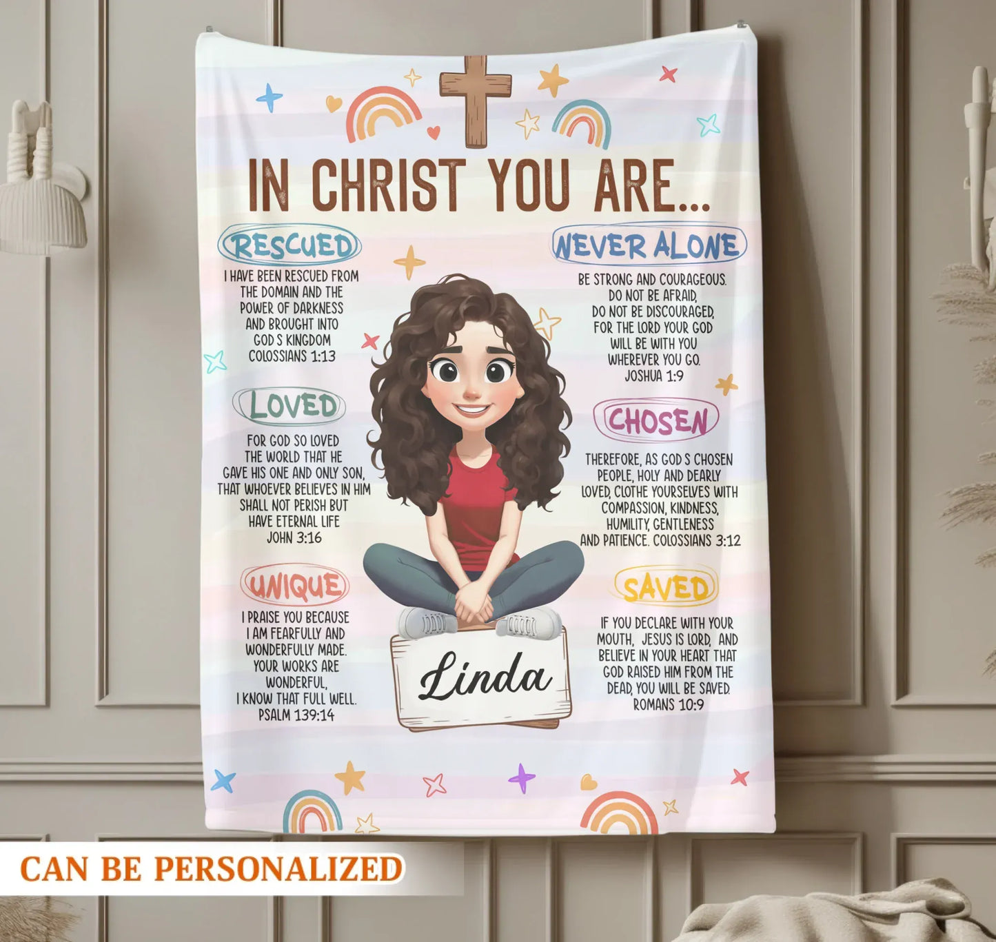In Christ You Are - Personalized Bible Verse Affirmation Custom Blanket