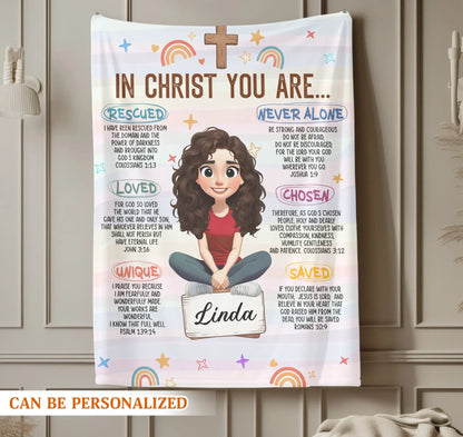 In Christ You Are - Personalized Bible Verse Affirmation Custom Blanket