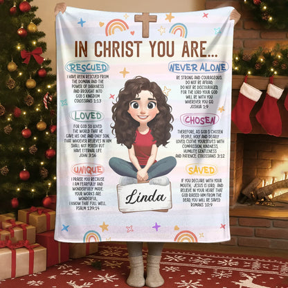 In Christ You Are - Personalized Bible Verse Affirmation Custom Blanket