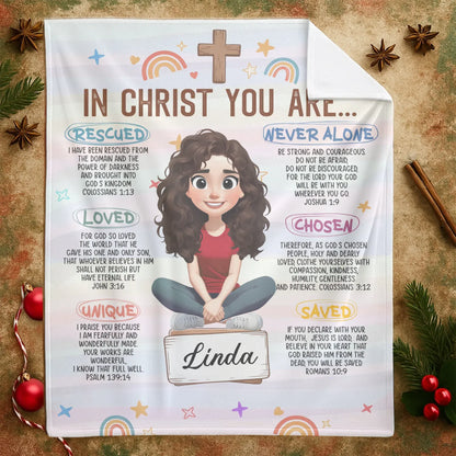 In Christ You Are - Personalized Bible Verse Affirmation Custom Blanket