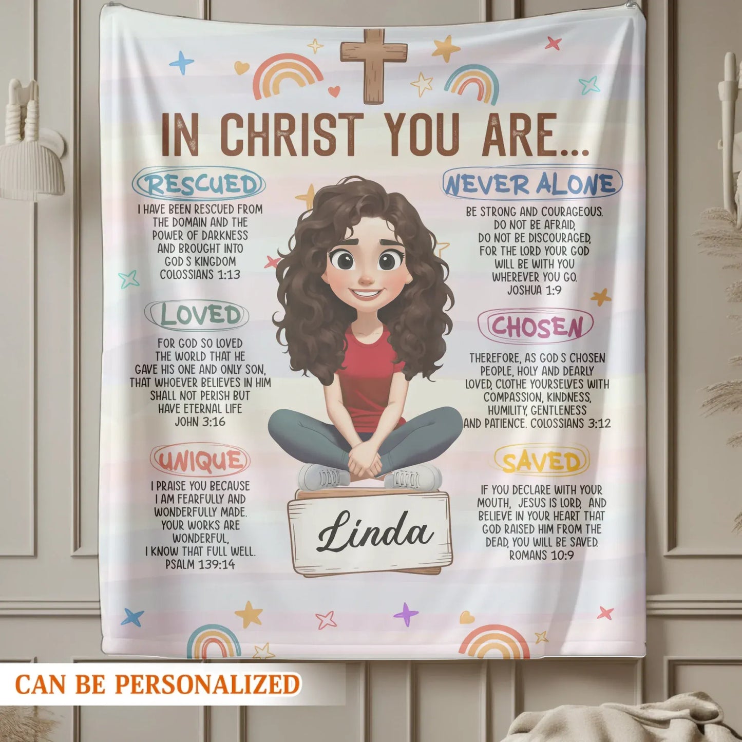 In Christ You Are - Personalized Bible Verse Affirmation Custom Blanket