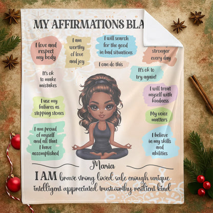I Am Brave, Strong, and Loved - Personalized Affirmation Girl Custom Blanket