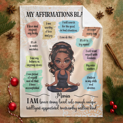 I Am Brave, Strong, and Loved - Personalized Affirmation Girl Custom Blanket