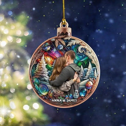 Personalized Ornaments Magical Midnight Winter Forest - Personalized Photo Acrylic Ornament