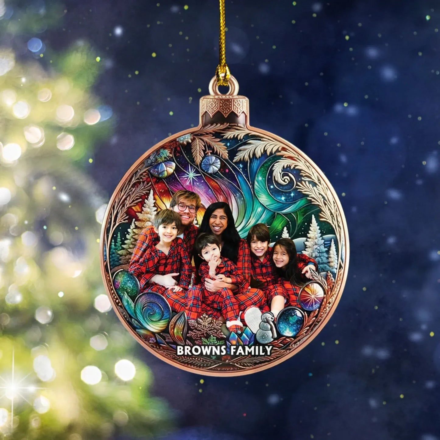 Personalized Ornaments Magical Midnight Winter Forest - Personalized Photo Acrylic Ornament