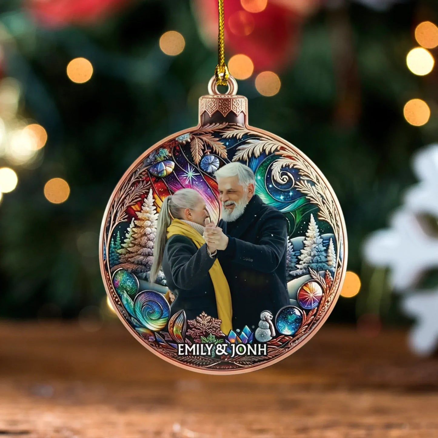 Personalized Ornaments Magical Midnight Winter Forest - Personalized Photo Acrylic Ornament