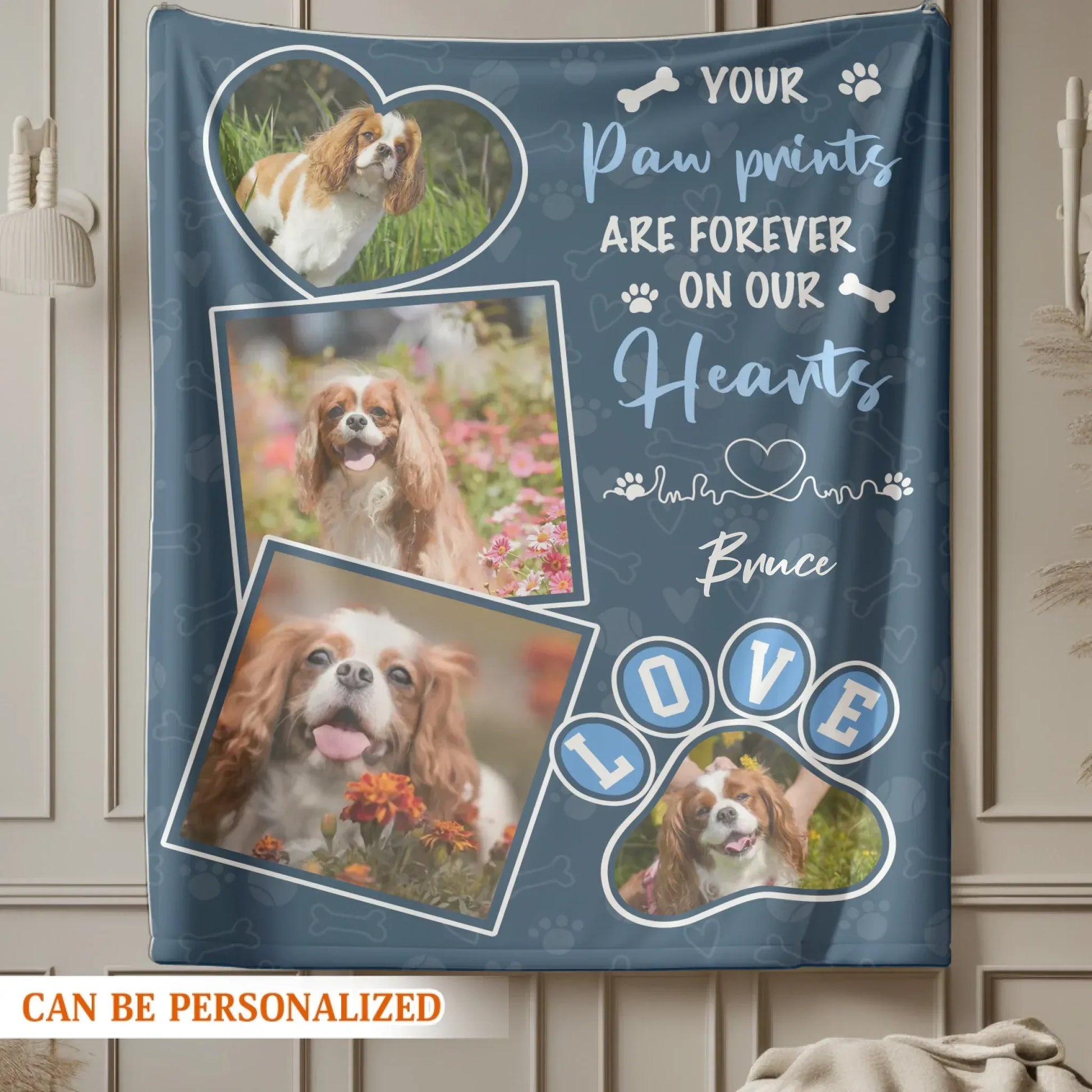 Personalized Blankets Your Paw Prints Are Forever On Our Hearts - Personalized Dog Memorial Photo Custom Blanket