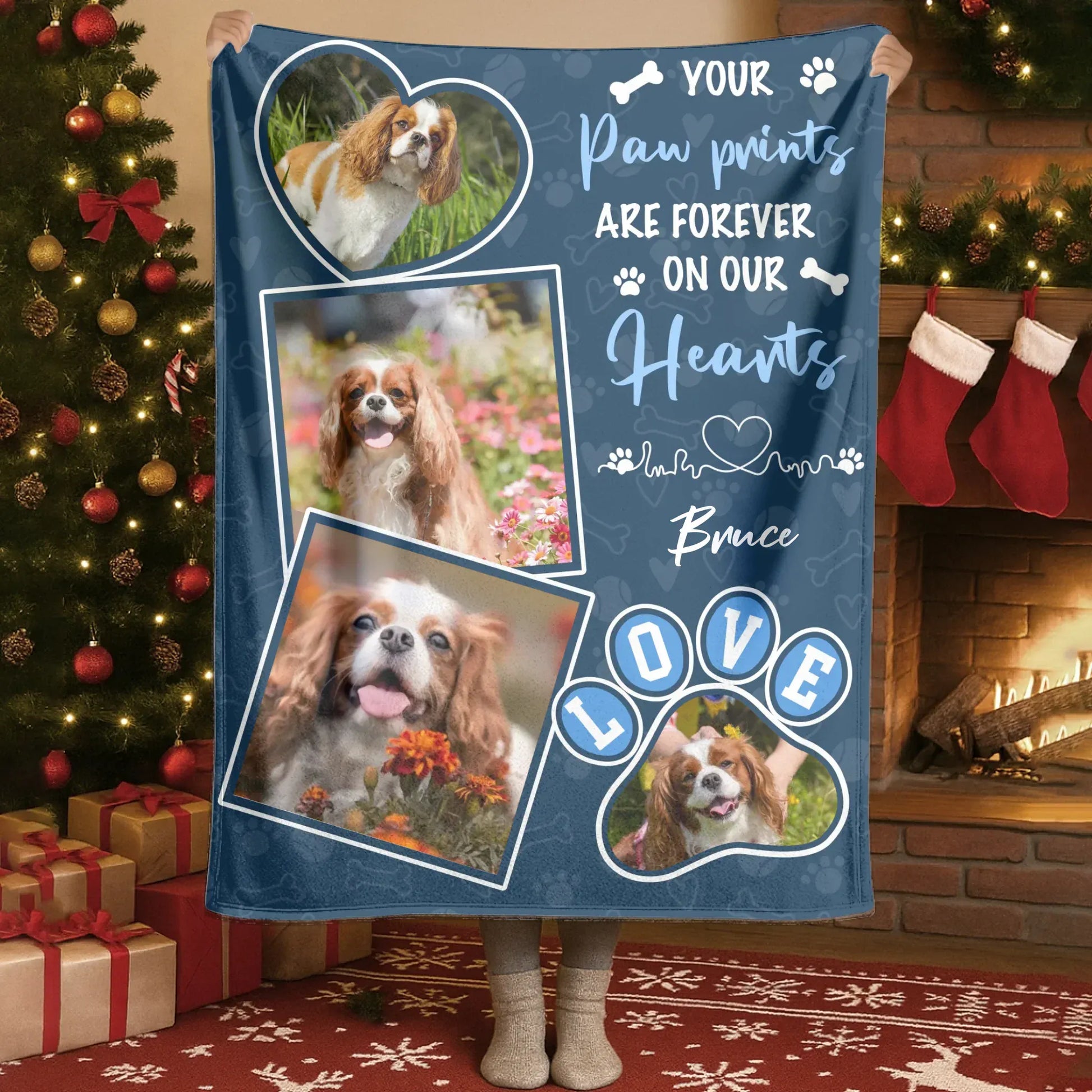 Personalized Blankets Your Paw Prints Are Forever On Our Hearts - Personalized Dog Memorial Photo Custom Blanket