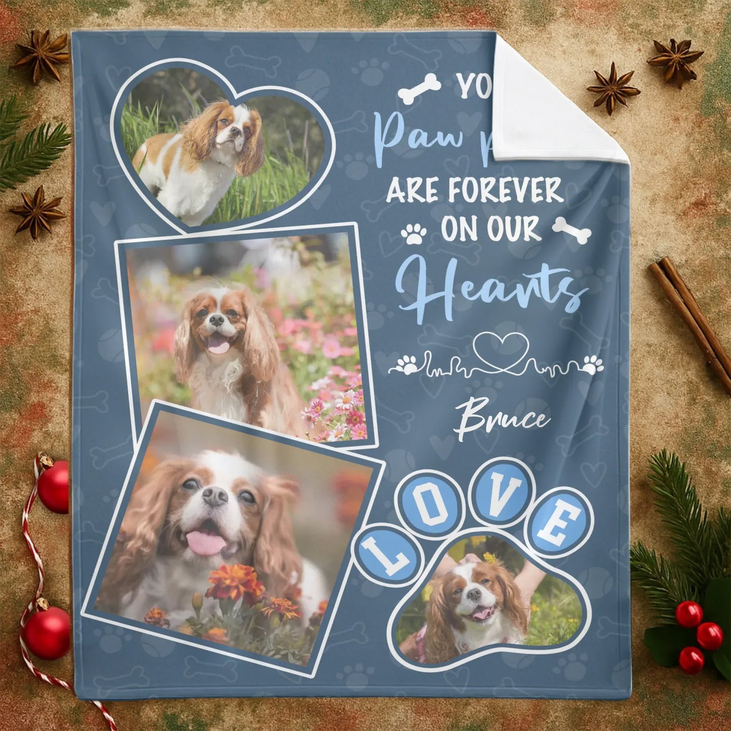 Personalized Blankets Your Paw Prints Are Forever On Our Hearts - Personalized Dog Memorial Photo Custom Blanket