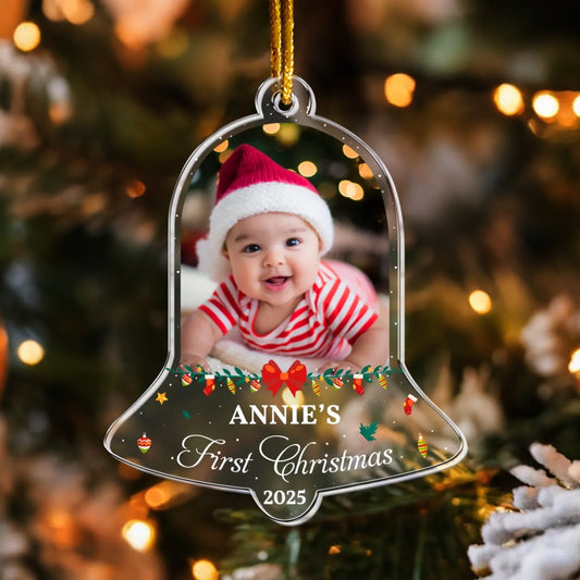 First Christmas - Baby Newborn 1st Christmas - Personalized Acrylic Baby Photo Ornament