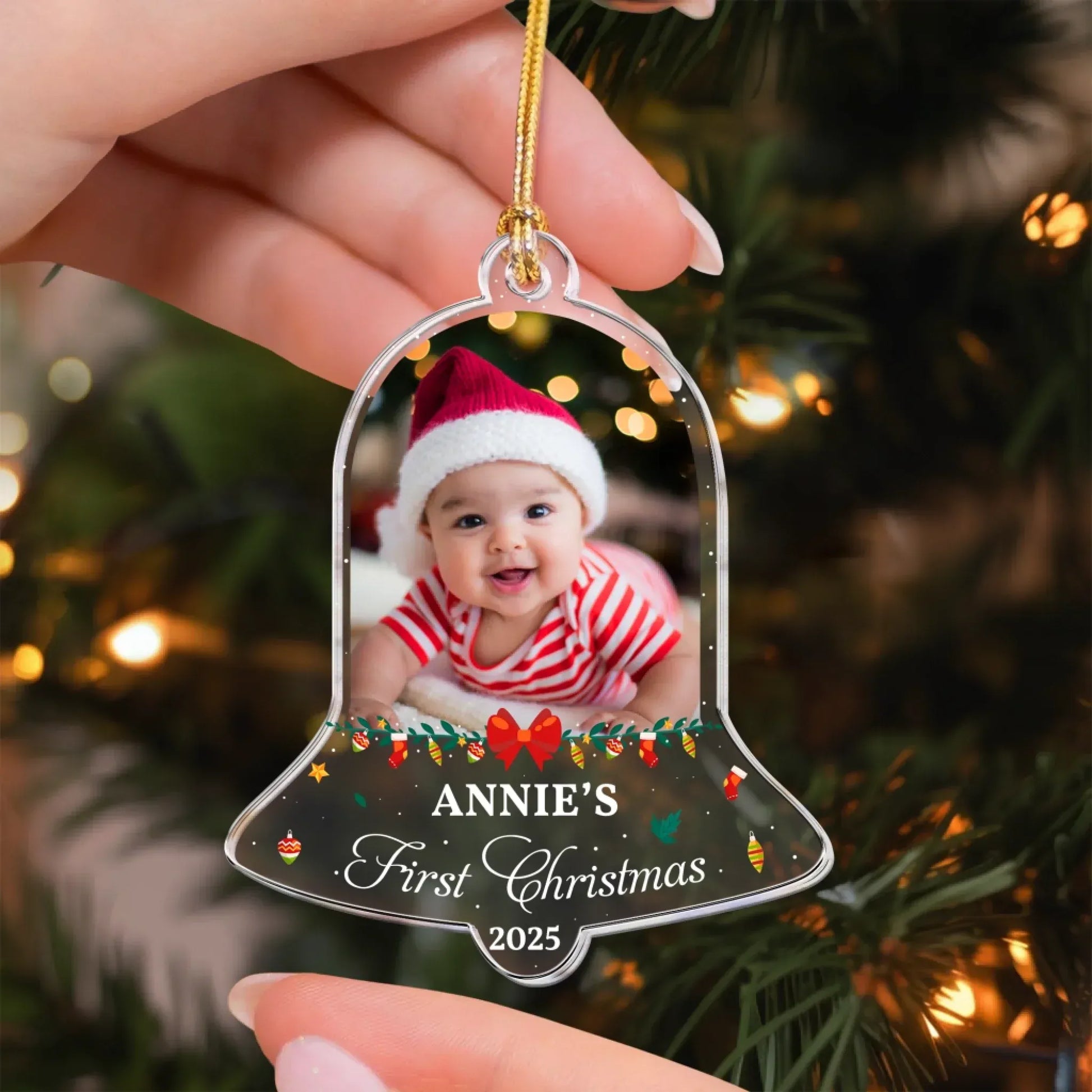 First Christmas - Baby Newborn 1st Christmas - Personalized Acrylic Baby Photo Ornament