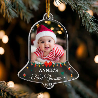 Ornament Acrylic / Glass / 3.5in / 8.9cm First Christmas - Baby Newborn 1st Christmas - Personalized Acrylic Baby Photo Ornament