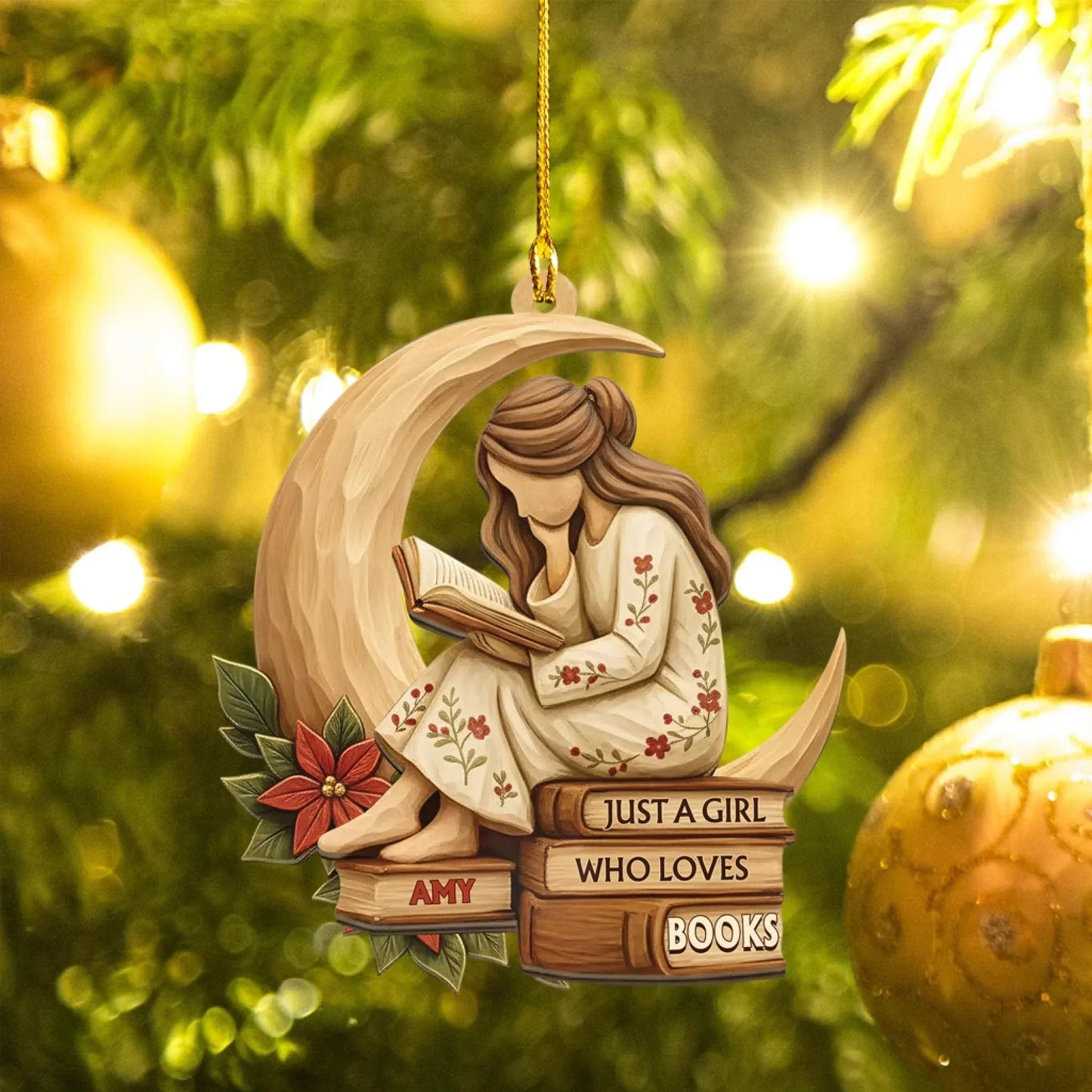 Lost In The Pages - Personalized Book Lovers Custom Acrylic Ornament