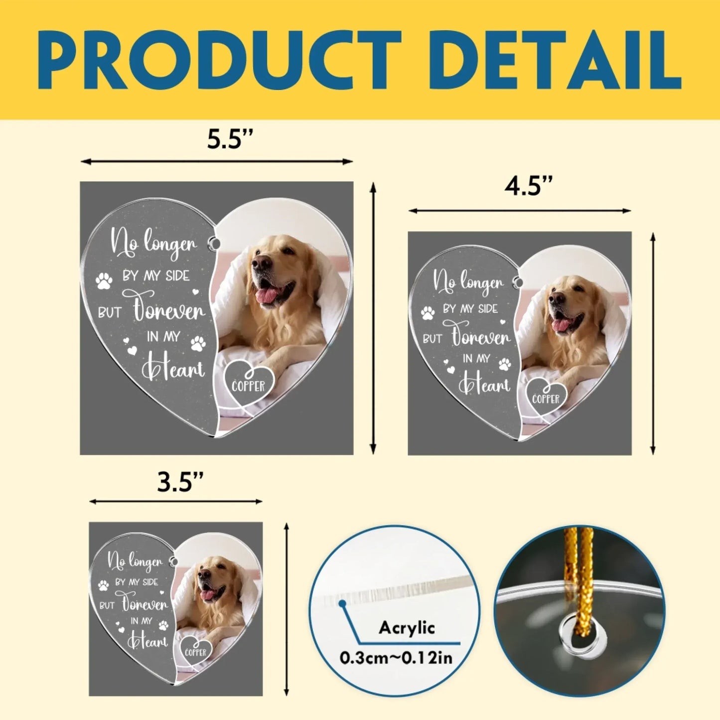 Personalized Ornaments No Longer By My Side But Forever in My Heart - Personalized Dog Acrylic Photo Ornament