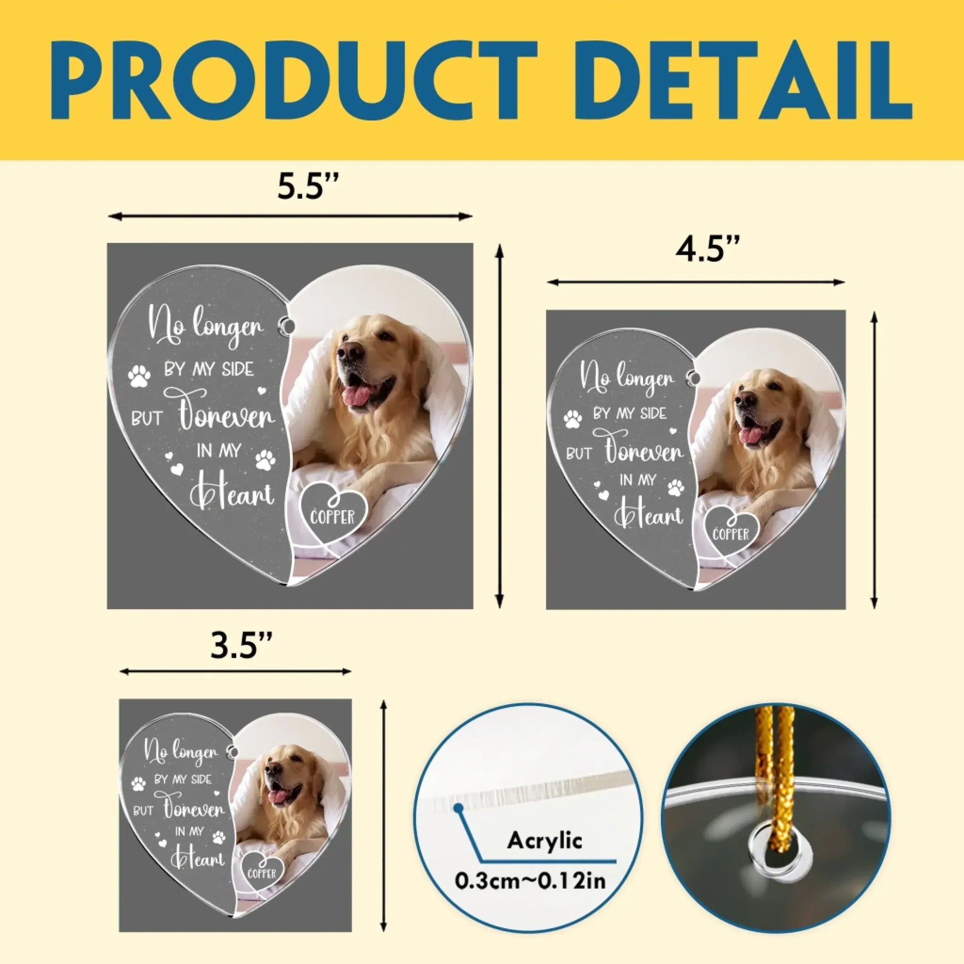 Personalized Ornaments No Longer By My Side But Forever in My Heart - Personalized Dog Acrylic Photo Ornament