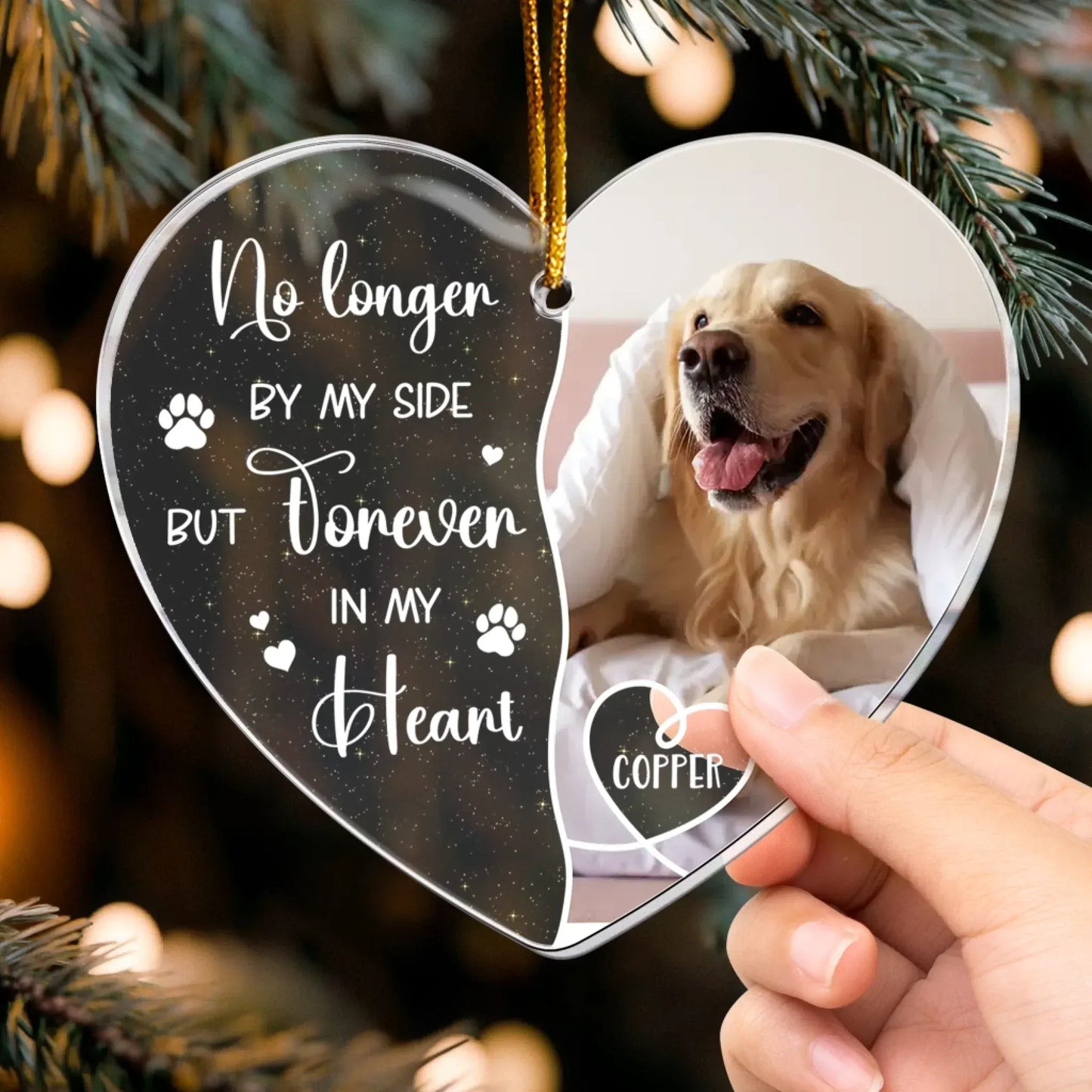 Personalized Ornaments No Longer By My Side But Forever in My Heart - Personalized Dog Acrylic Photo Ornament