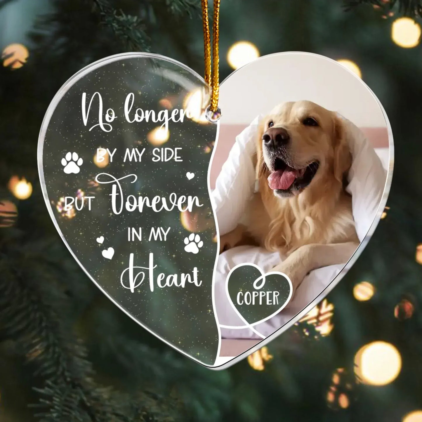 Personalized Ornaments No Longer By My Side But Forever in My Heart - Personalized Dog Acrylic Photo Ornament