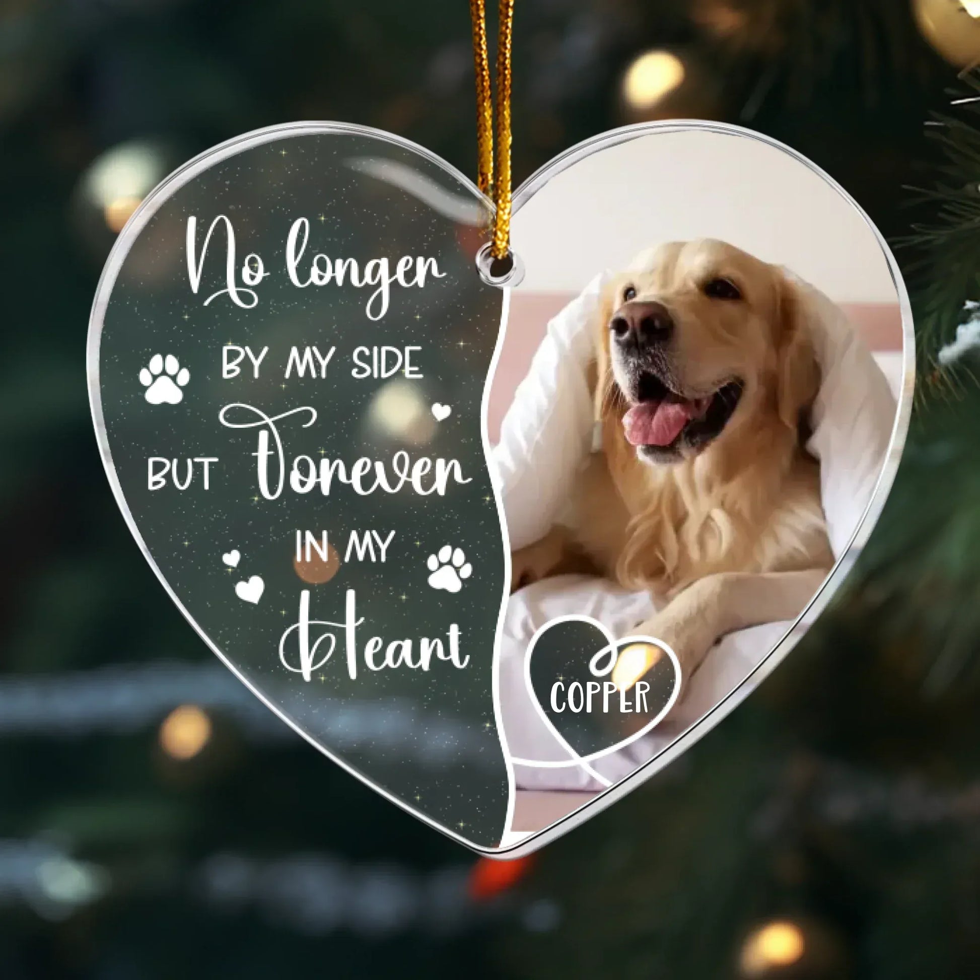 Personalized Ornaments Ornament Acrylic / Glass / 3.5in / 8.9cm No Longer By My Side But Forever in My Heart - Personalized Dog Acrylic Photo Ornament