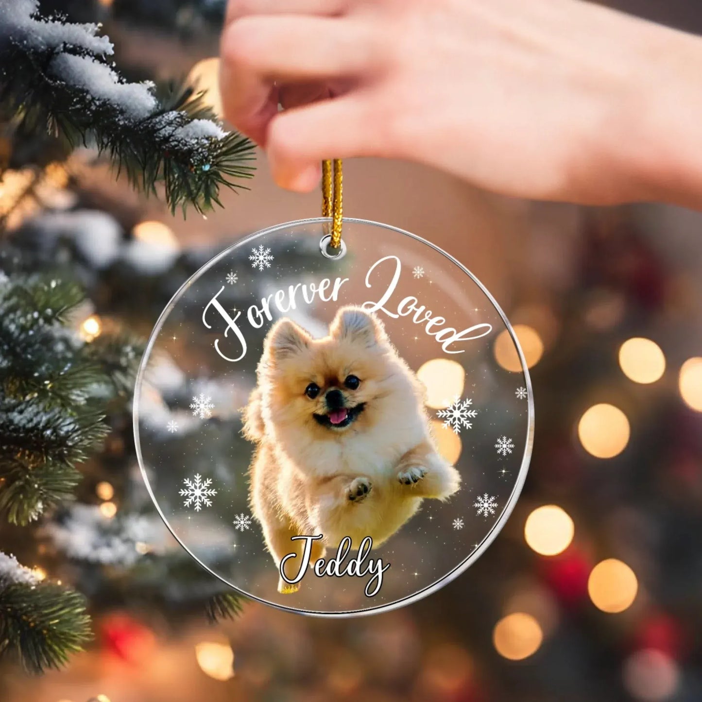 Personalized Ornaments Forever In Our Heart - Personalized Dog Memorial Photo Custom Name Ornament