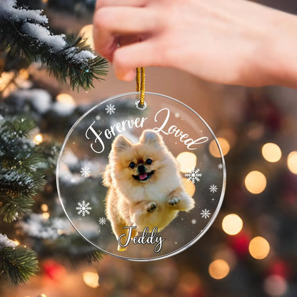Personalized Ornaments Forever In Our Heart - Personalized Dog Memorial Photo Custom Name Ornament
