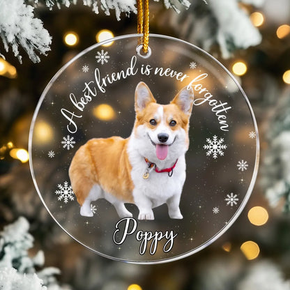 Personalized Ornaments Forever In Our Heart - Personalized Dog Memorial Photo Custom Name Ornament