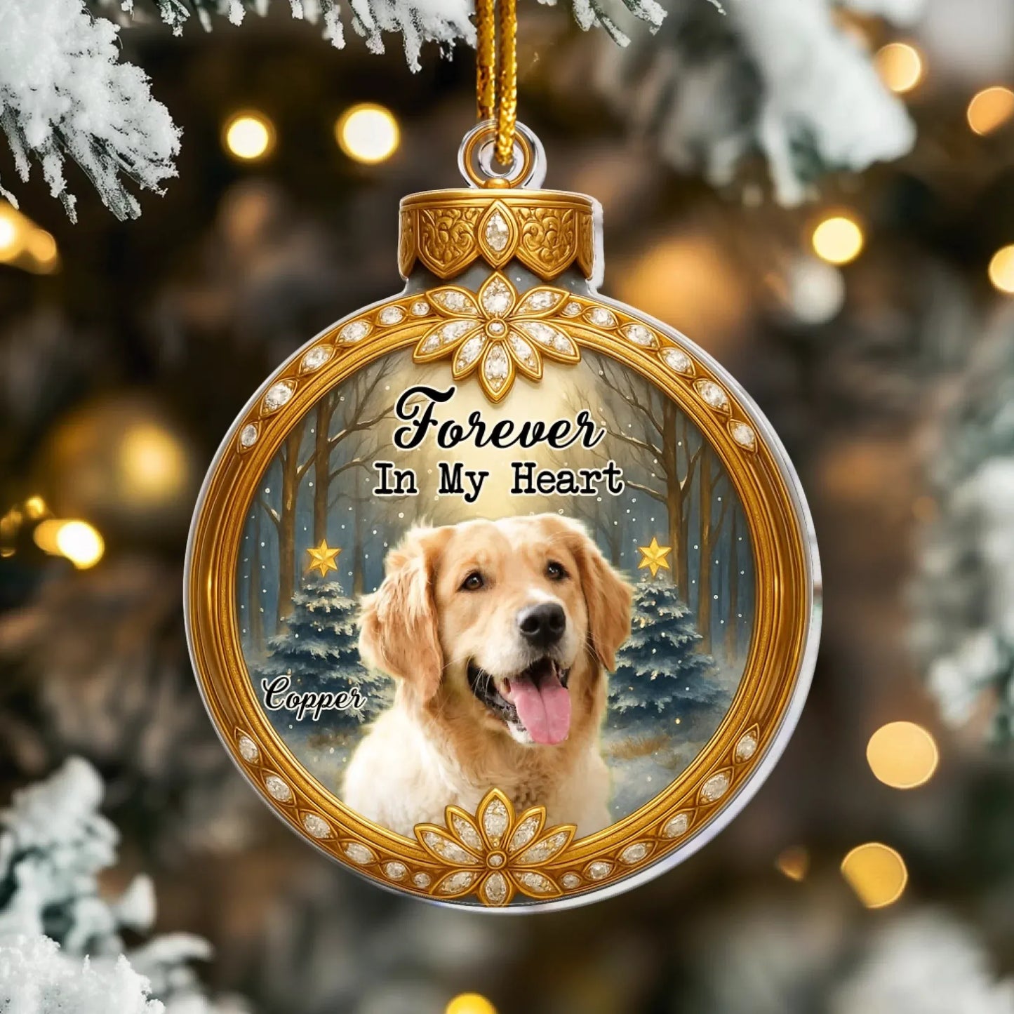 Forever In My Heart Memorial Dog - Pet Sympathy Gift -  Personalized Acrylic Photo Ornament